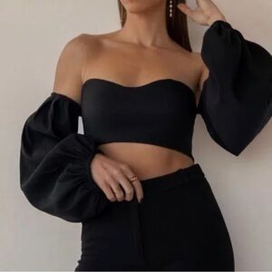 ZARA Elegant Black Off-Shoulder Women's Top